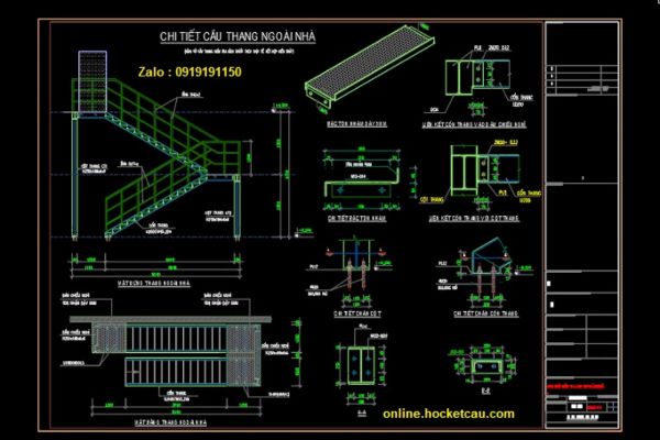 bản vẽ thang sắt thoát hiểm ngoài trời
