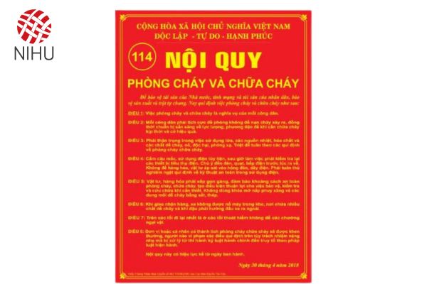 nội quy tiêu lệnh chữa cháy